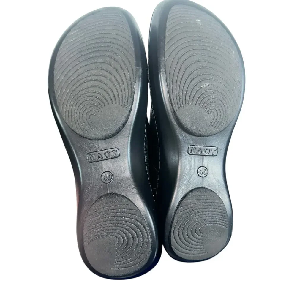 Naot Lagoon Black Leather Comfort Shoes Size 40 US 9 Orthotic